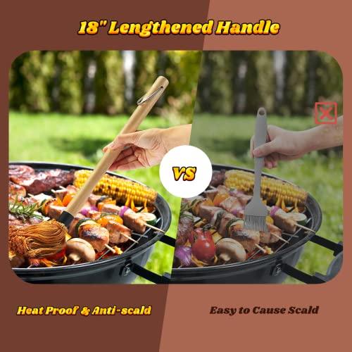 Cast Iron Sauce Pot and BBQ Mop Brush Set for Grilling, 7 Pcs Barbecue Accessories include Heat Preservation Heavy Basting Melting Pot, 2Pcs Wooden Long Handle Sauce Mops with 4Pcs Replacements - CookCave