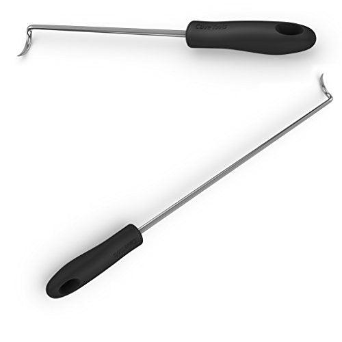 Cave Tools Food Flipper and Meat Hook for Grilling, Flipping, and Turning Vegetables and Meats BBQ Grill and Smoker Accessories, Right-Handed, Large (17 In) + Small (12 In) - CookCave