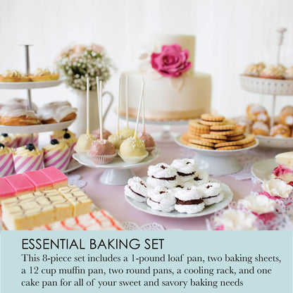 Chicago Metallic Professional Non-Stick 8-Piece Bakeware Set, Silver - CookCave