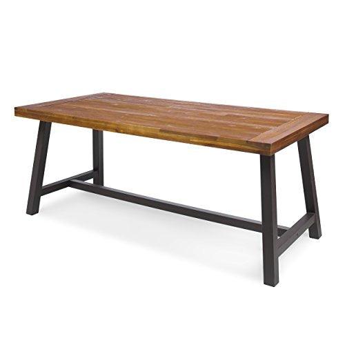 Christopher Knight Home Carlisle Outdoor Dining Table with Iron Legs, Sandblast Finish / Rustic Metal - CookCave