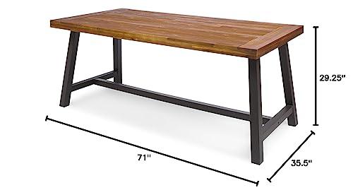 Christopher Knight Home Carlisle Outdoor Dining Table with Iron Legs, Sandblast Finish / Rustic Metal - CookCave