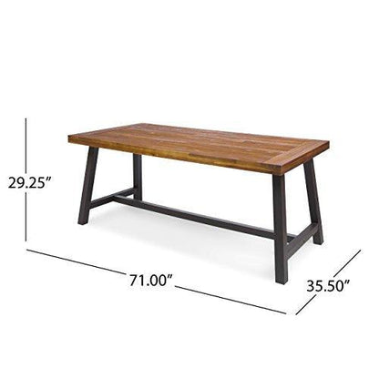 Christopher Knight Home Carlisle Outdoor Dining Table with Iron Legs, Sandblast Finish / Rustic Metal - CookCave