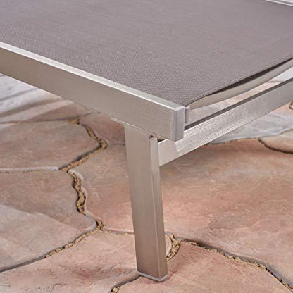 Christopher Knight Home Joy Outdoor Mesh and Aluminum Chaise Lounge (Set of 2), Gray - CookCave