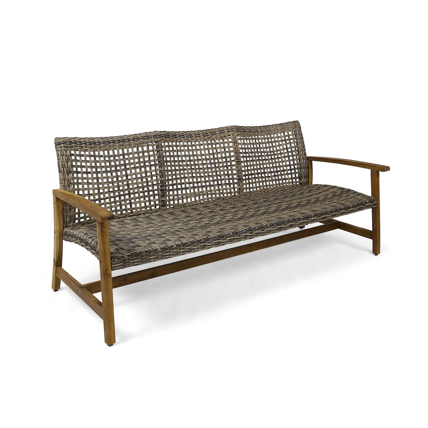 Christopher Knight Home Marcia Outdoor Wood Sofa, Wicker, 75.50 x 31.00 x 31.50, Gray, Natural Stained Finish - CookCave