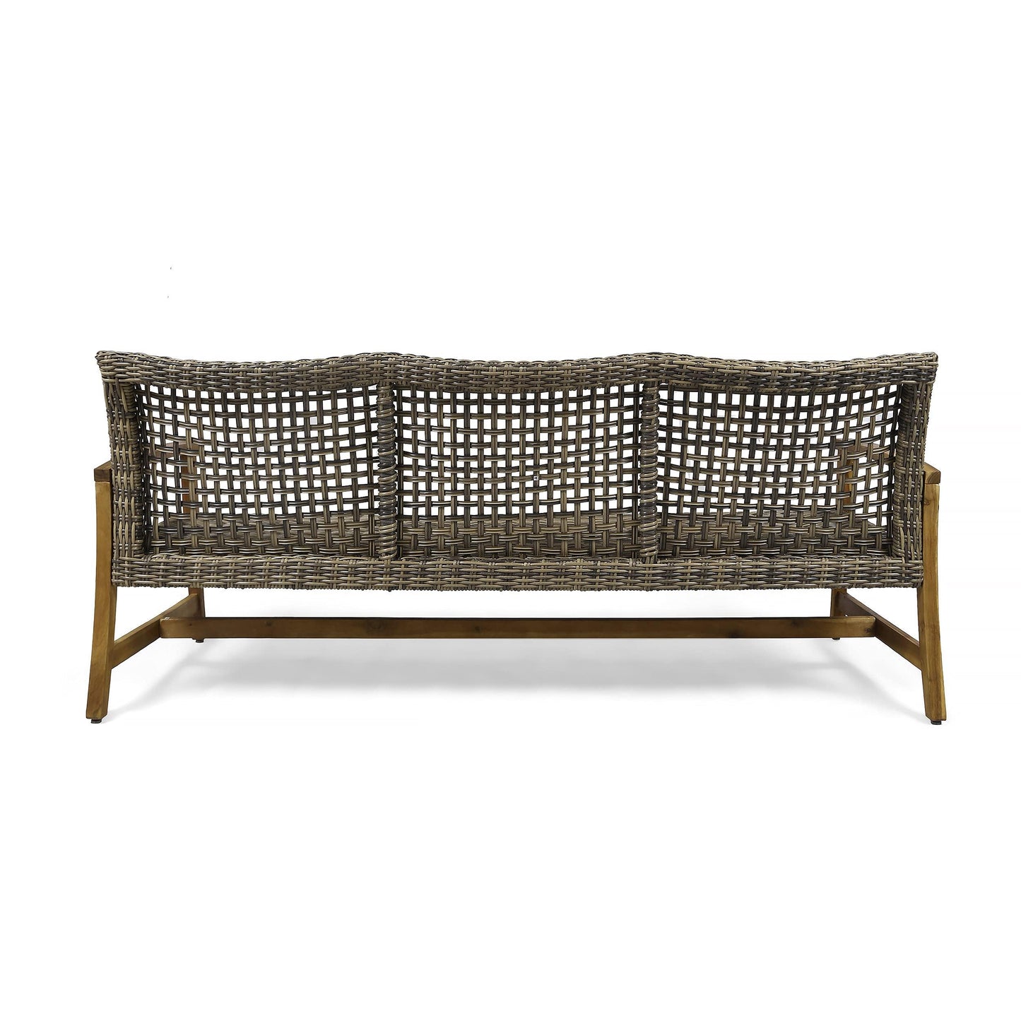 Christopher Knight Home Marcia Outdoor Wood Sofa, Wicker, 75.50 x 31.00 x 31.50, Gray, Natural Stained Finish - CookCave