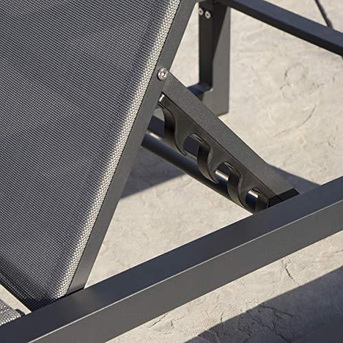 Christopher Knight Home Modesta Outdoor Aluminum Framed Chaise Lounge with Mesh Body, Black Finish / Grey Mesh - CookCave