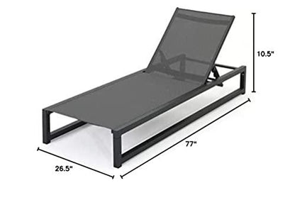 Christopher Knight Home Modesta Outdoor Aluminum Framed Chaise Lounge with Mesh Body, Black Finish / Grey Mesh - CookCave