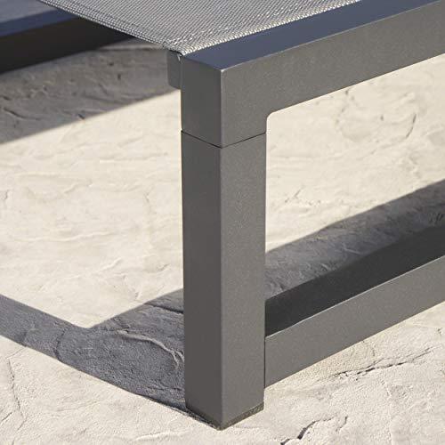 Christopher Knight Home Modesta Outdoor Aluminum Framed Chaise Lounge with Mesh Body, Black Finish / Grey Mesh - CookCave