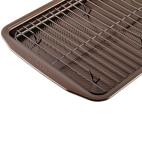 Circulon Nonstick Bakeware Set with Nonstick Bread Pan, Baking Pans, Baking Sheets, Cookie Sheets, Cake Pan and Muffin Pan / Cupcake Pan - 10 Piece, Chocolate Brown - CookCave