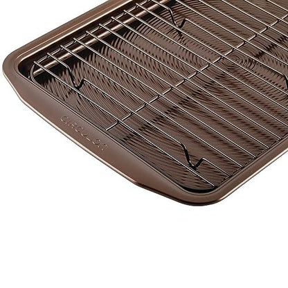 Circulon Nonstick Bakeware Set with Nonstick Bread Pan, Baking Pans, Baking Sheets, Cookie Sheets, Cake Pan and Muffin Pan / Cupcake Pan - 10 Piece, Chocolate Brown - CookCave