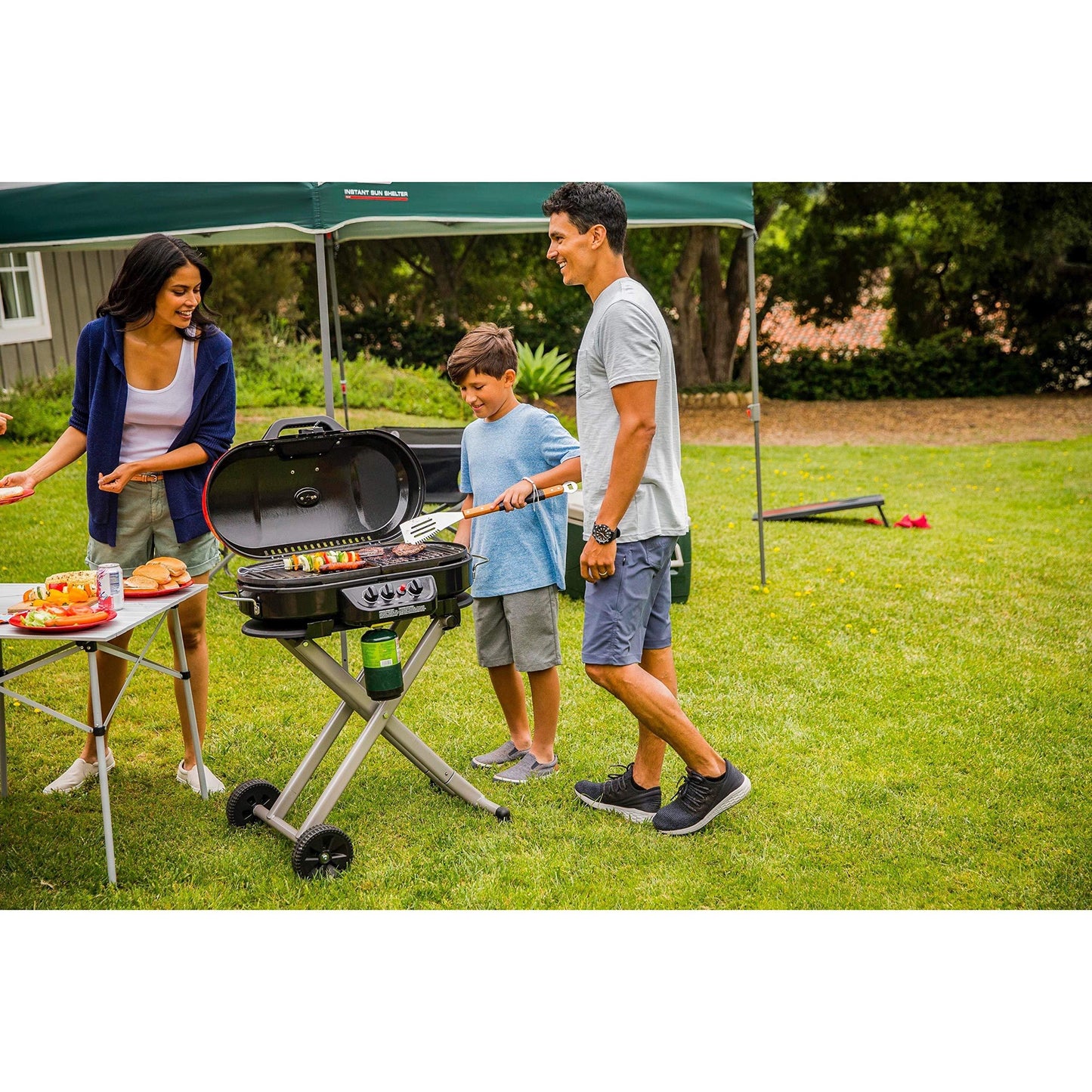 Coleman Roadtrip 285 Portable Stand-Up Propane Grill, Gas Grill with 3 Adjustable Burners & Instastart Push-Button Ignition; Great for Camping, Tailgating, BBQ, Parties, Backyard, Patio & More - CookCave