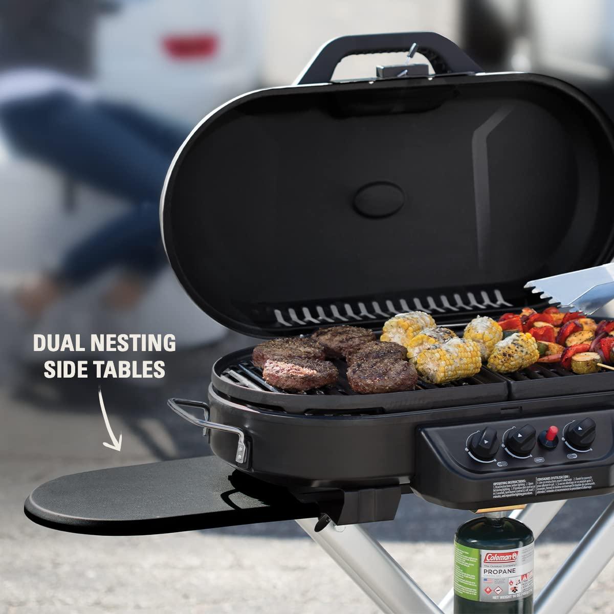 Coleman Roadtrip 285 Portable Stand-Up Propane Grill, Gas Grill with 3 Adjustable Burners & Instastart Push-Button Ignition; Great for Camping, Tailgating, BBQ, Parties, Backyard, Patio & More - CookCave