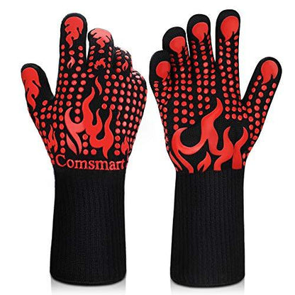 Comsmart BBQ Gloves, 1472 Degree F Heat Resistant Grilling Gloves Silicone Non-Slip Oven Gloves Long Kitchen Gloves for Barbecue, Cooking, Baking, Cutting - CookCave