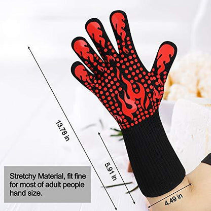 Comsmart BBQ Gloves, 1472 Degree F Heat Resistant Grilling Gloves Silicone Non-Slip Oven Gloves Long Kitchen Gloves for Barbecue, Cooking, Baking, Cutting - CookCave