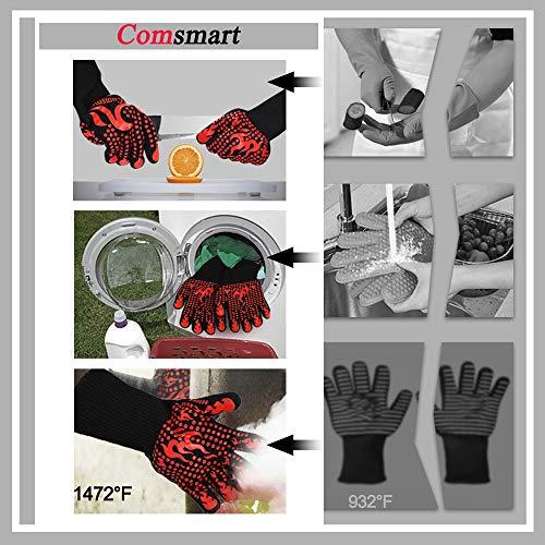 Comsmart BBQ Gloves, 1472 Degree F Heat Resistant Grilling Gloves Silicone Non-Slip Oven Gloves Long Kitchen Gloves for Barbecue, Cooking, Baking, Cutting - CookCave