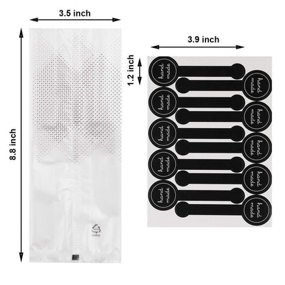 Cookie Bags for Packaging, Searik Translucent Plastic Cellophane Pastry Treat Bags for Party Gift Giving Bakery Bread Candy Chocolate Wrapping Goods with Stickers and Ribbon (3.5 x 8.8 Inches, 80 Pcs) - CookCave