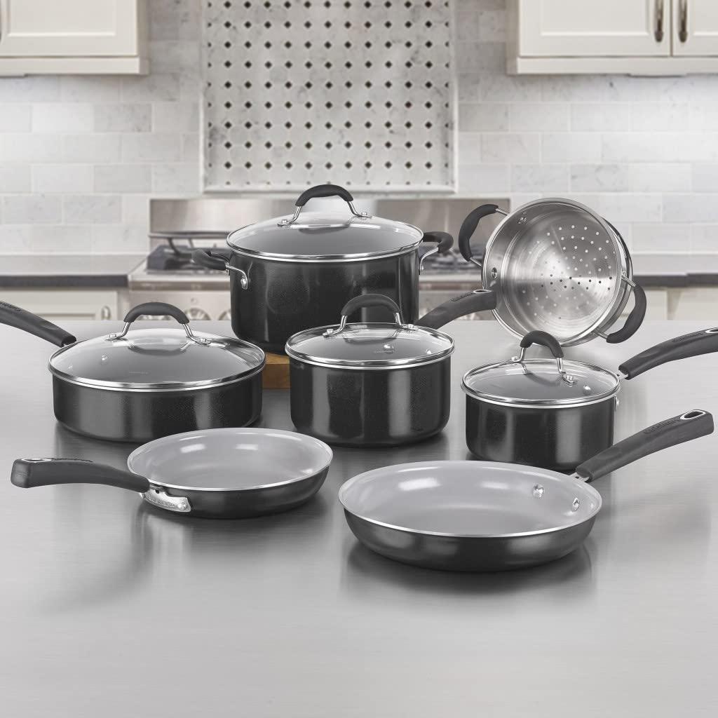 Cuisinart 11-Piece Nonstick Cookware Set, Ceramica XT, Black, 733-30H - CookCave