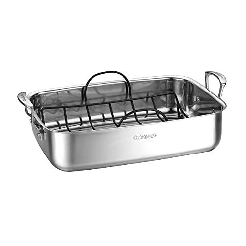 Cuisinart 7117-15NSR 15" Stainless Steel Roaster w/Non-Stick Rack Chef's-Classic-Stainless-Cookware-Collection, Inch - CookCave