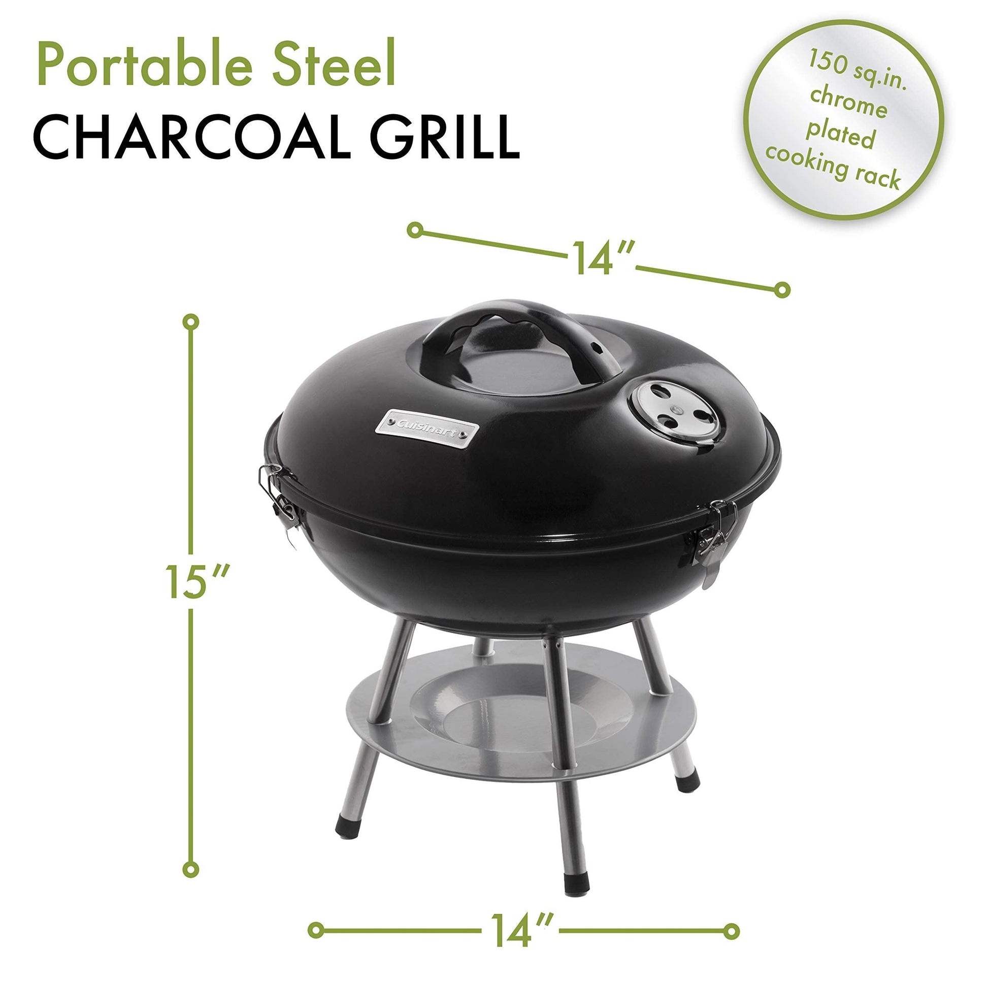 Cuisinart CCG-190 Portable Charcoal Grill, 14-Inch, Black - CookCave