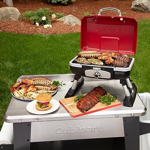 Cuisinart CGG-180T Petit Gourmet Portable Tabletop Propane Gas Grill, Red 17.6 x 18.6 x 11.8-Inch - CookCave