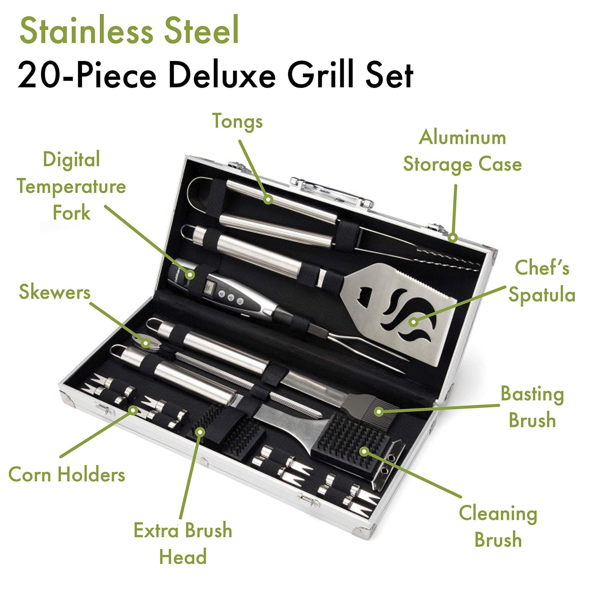 Cuisinart CGS-5020 BBQ Tool Aluminum Carrying Case, Deluxe Grill Set, 20-Piece - CookCave