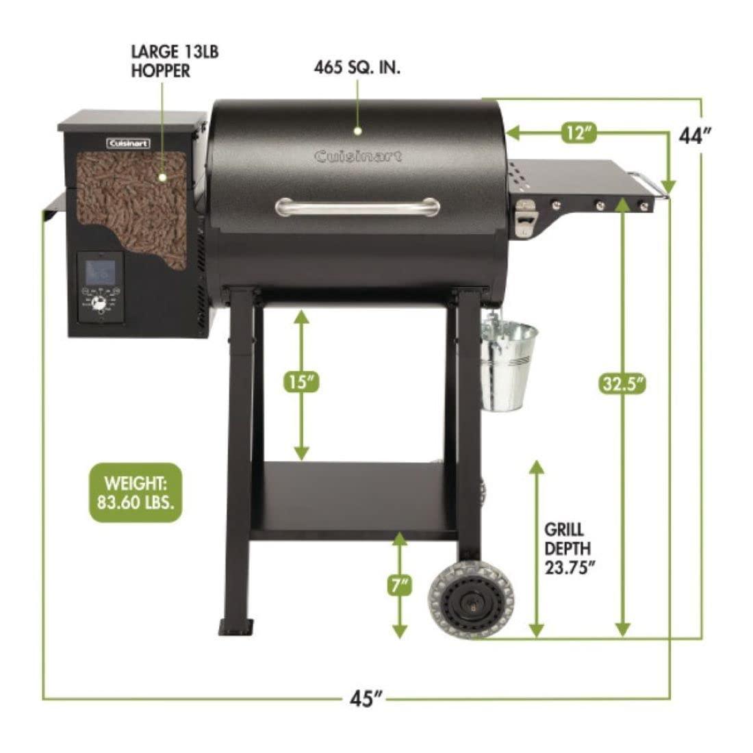 Cuisinart CPG-465 Portable Wood Pellet Grill & Smoker with Digital Controller, 465 sq. inch Cooking Space, 8-in-1 Cooking Capabilities - Smoke, BBQ, Grill, Roast, Braise, Sear, Bake, & Char-Grill - CookCave