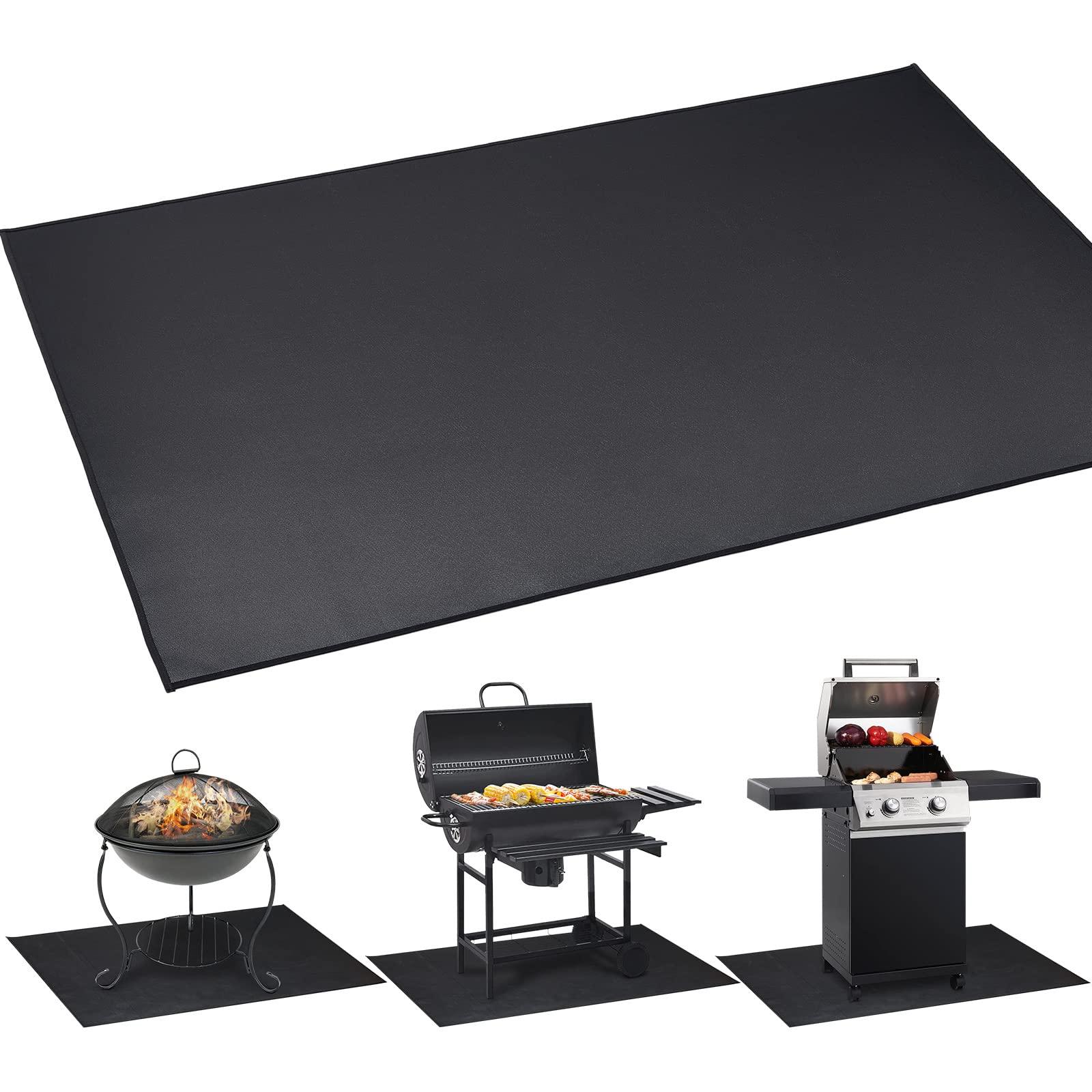 Cvtayn Under Grill Mat 48 ×30 Inch for Outdoor Charcoal, Flat Top, Smokers, Gas Grills.Oil-Proof and Water-Proof BBQ Fireproof Mat Protects Deck Grass, Indoor Fireplace Mat - CookCave