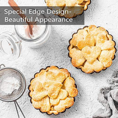 Cyimi Mini Tart Pan Set of 6, Non-Stick 4 Inch Quiche Pan, Removable Bottom Tart Pan for Pies, Quiche Bakeware, Cheese Cakes, Desserts and more - CookCave