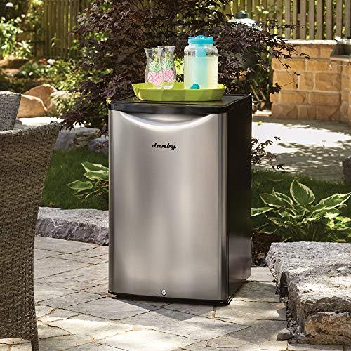 Danby DAR044A6BSLDBO 4.4 Cu.Ft. Outdoor Mini Fridge, IPX4-Rated Stainless Steel Look All Refrigerator for Patio, Cabana, Pool Bar, E-Star Rated, Spotless Steel - CookCave