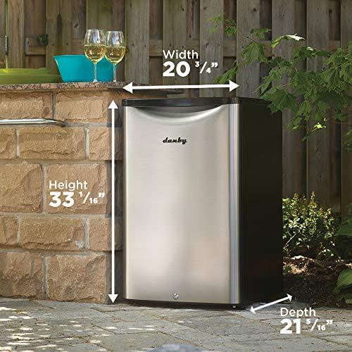 Danby DAR044A6BSLDBO 4.4 Cu.Ft. Outdoor Mini Fridge, IPX4-Rated Stainless Steel Look All Refrigerator for Patio, Cabana, Pool Bar, E-Star Rated, Spotless Steel - CookCave