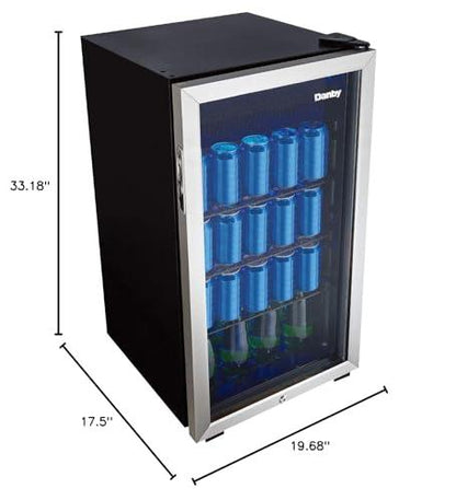 Danby DBC117A1BSSDB-6 117 Can Beverage Center, 3.1 Cu.Ft. Freestanding Drinks Refrigerator for Basement, Dining, Living Room-Bar Fridge Perfect for Beer, Pop, Water, Black/Grey - CookCave