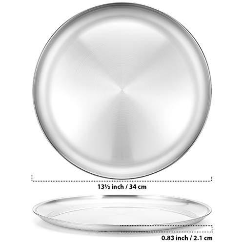 Deedro Stainless Steel Pizza Pan 13½ inch Round Pizza Tray Pizza Baking Sheet, Healthy Pizza Baking Pan Pizza Serving Tray Crisper Pan, Dishwasher Safe, 2 Pack - CookCave