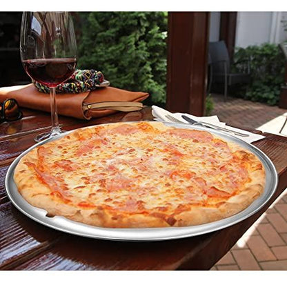 Deedro Stainless Steel Pizza Pan 13½ inch Round Pizza Tray Pizza Baking Sheet, Healthy Pizza Baking Pan Pizza Serving Tray Crisper Pan, Dishwasher Safe, 2 Pack - CookCave