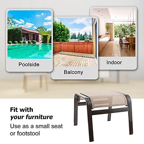 Deguifei Outdoor Patio Footstools Aluminum Outdoor Ottomans Footrest Small Seating Wicker Furniture Patio Ottoman 2 Pieces Brown - CookCave