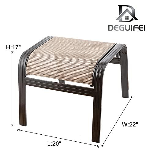 Deguifei Outdoor Patio Footstools Aluminum Outdoor Ottomans Footrest Small Seating Wicker Furniture Patio Ottoman 2 Pieces Brown - CookCave