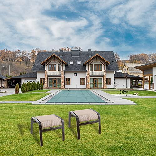 Deguifei Outdoor Patio Footstools Aluminum Outdoor Ottomans Footrest Small Seating Wicker Furniture Patio Ottoman 2 Pieces Brown - CookCave