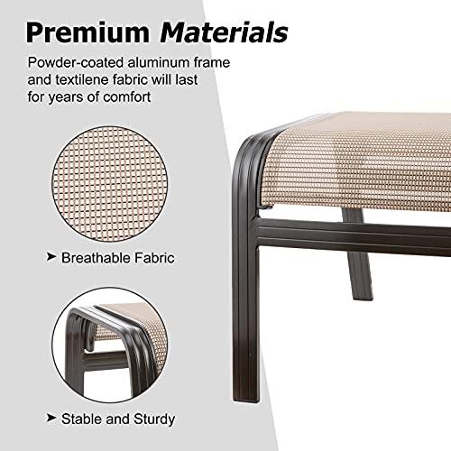 Deguifei Outdoor Patio Footstools Aluminum Outdoor Ottomans Footrest Small Seating Wicker Furniture Patio Ottoman 2 Pieces Brown - CookCave