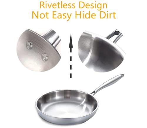 DELARLO Whole body Tri-Ply Stainless Steel 12inch Frying Pan, Oven safe induction skillet,pots and pans set,Suitable for All Stove (Detachable Handle) - CookCave