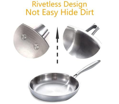 DELARLO Whole body Tri-Ply Stainless Steel 12inch Frying Pan, Oven safe induction skillet,pots and pans set,Suitable for All Stove (Detachable Handle) - CookCave