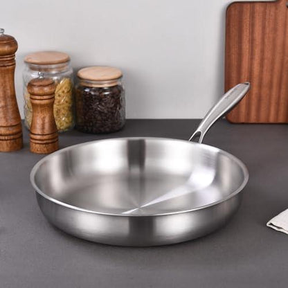 DELARLO Whole body Tri-Ply Stainless Steel 12inch Frying Pan, Oven safe induction skillet,pots and pans set,Suitable for All Stove (Detachable Handle) - CookCave