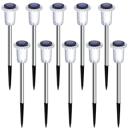 DenicMic Solar Pathway Lights Outdoor 10 Pack LED Waterproof Stainless Steel Garden Stake Lights for Path, Walkway, Driveway, Yard, Patio, Garden Decor (Cold White) - CookCave