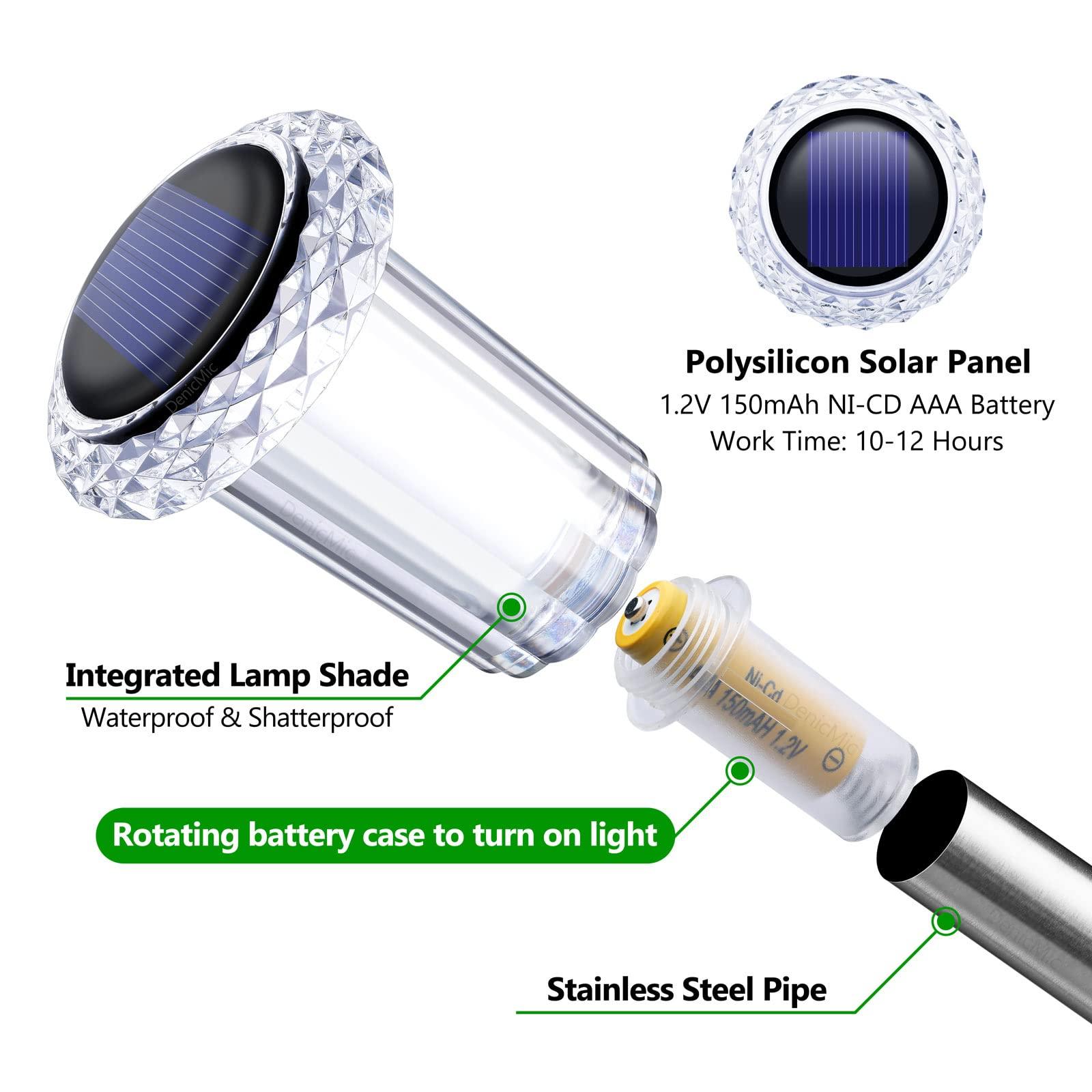 DenicMic Solar Pathway Lights Outdoor 10 Pack LED Waterproof Stainless Steel Garden Stake Lights for Path, Walkway, Driveway, Yard, Patio, Garden Decor (Cold White) - CookCave