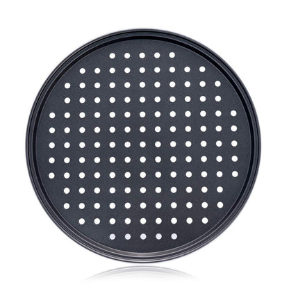 Destinymd Pizza Pan With Holes, 2 Pack Carbon Steel Perforated Non-Stick Tray Tool Crispy 12inch Round for Home Kitchen, Dark Gray - CookCave