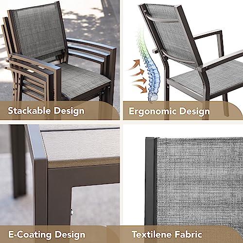 Devoko 7 Piece Patio Dining Set, Outdoor Furniture Patio Table and Chairs Set (Grey) - CookCave