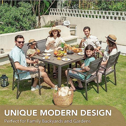 Devoko 7 Piece Patio Dining Set, Outdoor Furniture Patio Table and Chairs Set (Grey) - CookCave