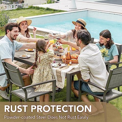 Devoko 7 Piece Patio Dining Set, Outdoor Furniture Patio Table and Chairs Set (Grey) - CookCave