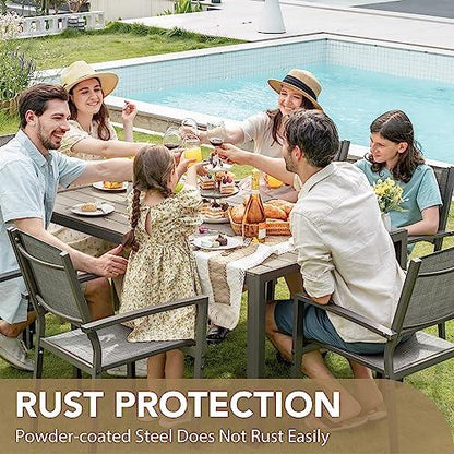 Devoko 7 Piece Patio Dining Set, Outdoor Furniture Patio Table and Chairs Set (Grey) - CookCave