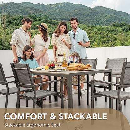 Devoko 7 Piece Patio Dining Set, Outdoor Furniture Patio Table and Chairs Set (Grey) - CookCave
