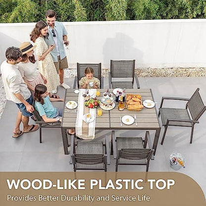 Devoko 7 Piece Patio Dining Set, Outdoor Furniture Patio Table and Chairs Set (Grey) - CookCave