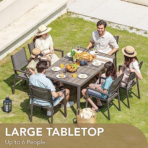 Devoko 7 Piece Patio Dining Set, Outdoor Furniture Patio Table and Chairs Set (Grey) - CookCave